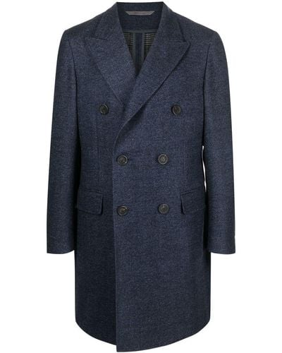 Canali Double-breasted Wool Coat - Blue