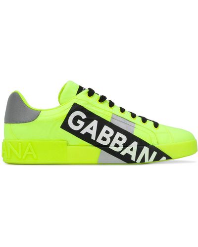 Dolce & Gabbana Portofino Sneakers In Fluorescent Nylon With Logotape - Amarillo