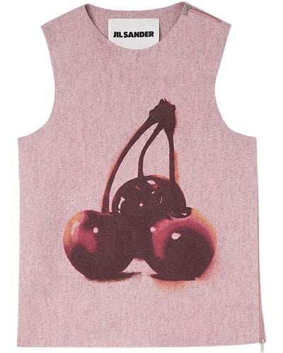 Jil Sander Cherry-print Wool Tank Top - Pink