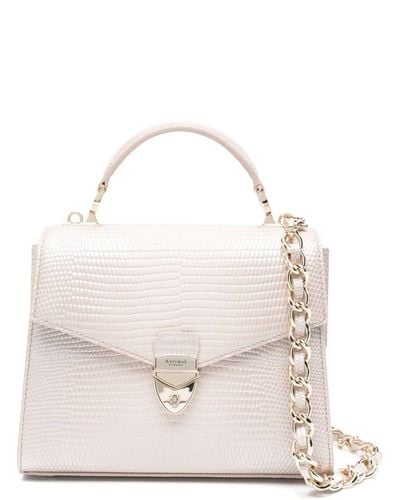 Aspinal of London Midi Mayfair Leather Tote Bag - White
