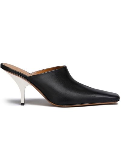 Marni Square-toe Heeled Leather Mules - Black