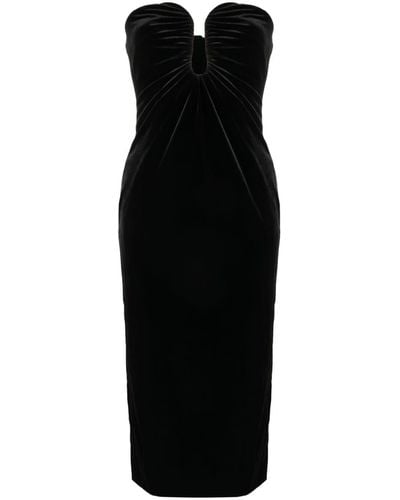 Self-Portrait Velvet Strapless Dress - Black