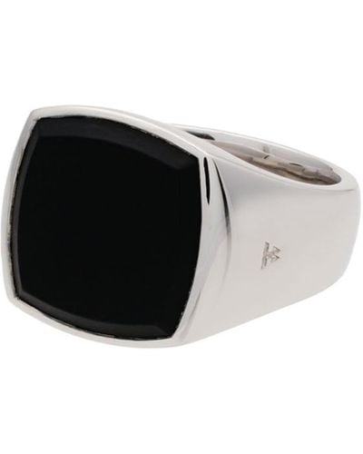 Tom Wood Anello Cushion in argento sterling con onice - Nero