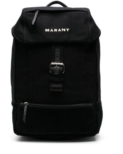 Isabel Marant Logo-embroidered Canvas Backpack - Black