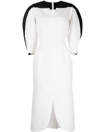 Saiid Kobeisy Two-tone Paneled Brocade Midi Dress - White