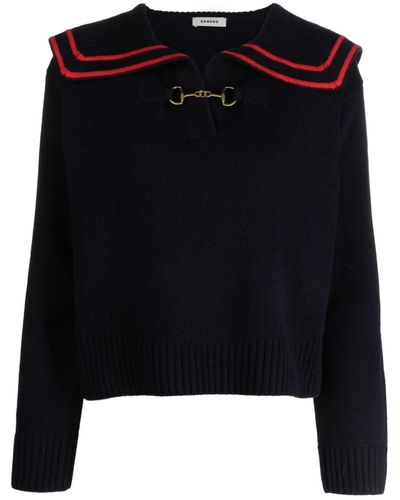 Sandro Stripe-trimmed Wool Sweater - Black