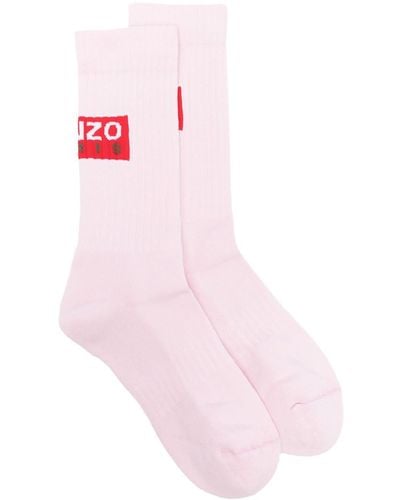 KENZO Gerippte Socken mit Logo-Print - Pink