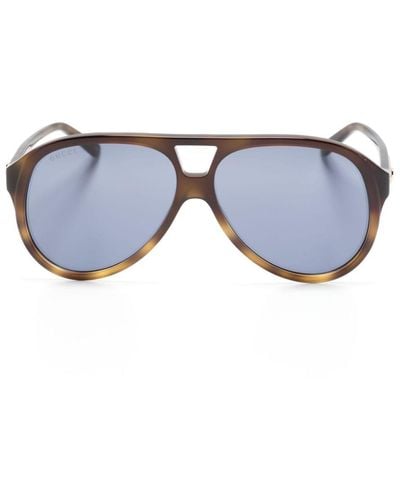 Gucci Tortoiseshell Pilot-frame Sunglasses - Blue