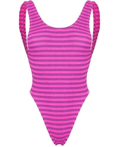 Bondeye Gesmokter Maxam Badeanzug mit Streifen - Pink