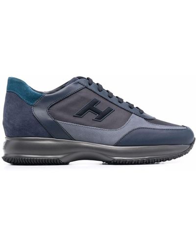 Hogan Paneled Suede-leather Sneakers - Blue