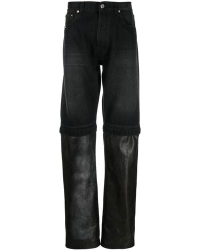 VTMNTS Bleach-panel Straight-leg Jeans - Black