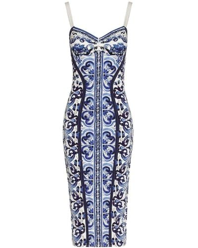 Dolce & Gabbana マジョリカプリント ドレス - ブルー