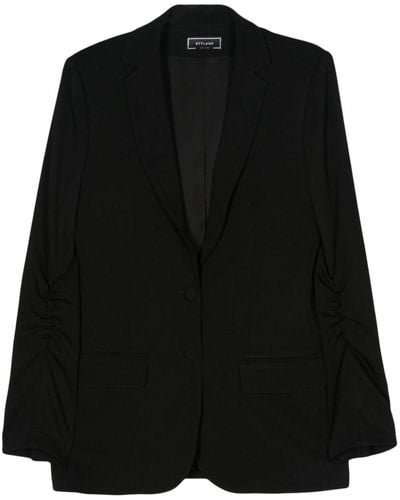 Styland Gathered-detail-sleeves Blazer - Black