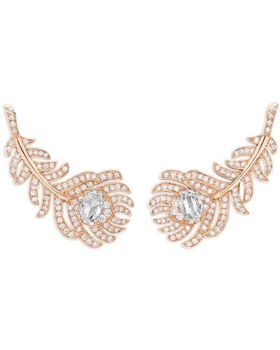 Boucheron Pendientes de clip Plume de Paon en oro rosa de 18kt con diamantes