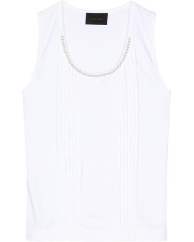 Simone Rocha Pearl-necklace cotton tank top - Weiß