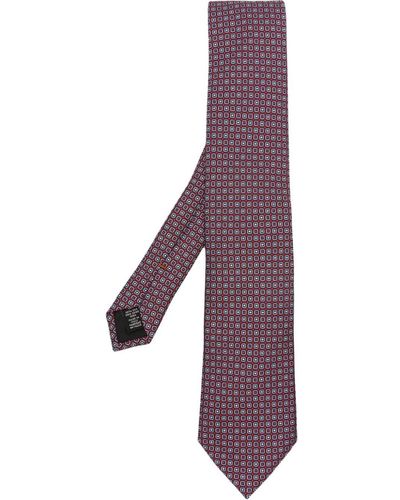 Zegna Geometric-print Silk Tie - Purple