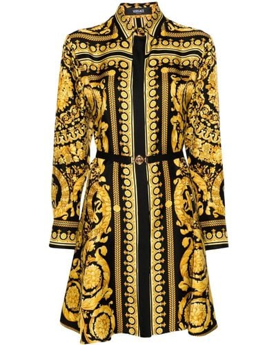 Versace Robe courte Heritage en soie à imprimé baroque - Métallisé
