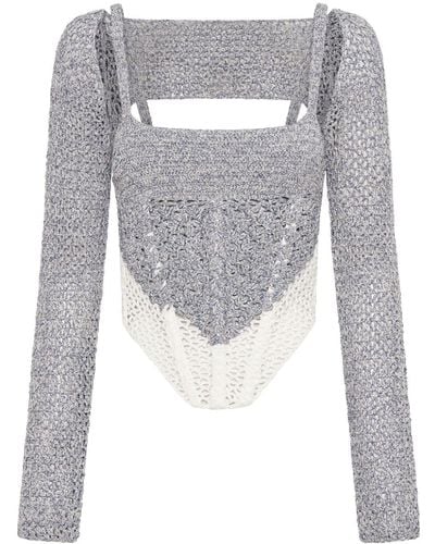 Dion Lee Crochet-knit Panelled Top - Grey