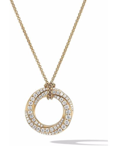 David Yurman 18kt Yellow Gold Crossover Diamond Necklace - Metallic