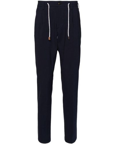 Eleventy Drawstring-waist Tapered Trousers - Blue