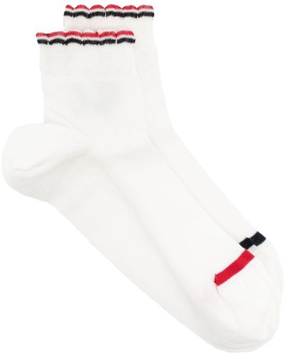 Thom Browne Chaussettes à motif Hector - Blanc