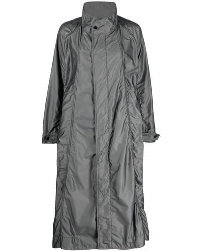 Issey Miyake Ruched-detailing Coat - Grey