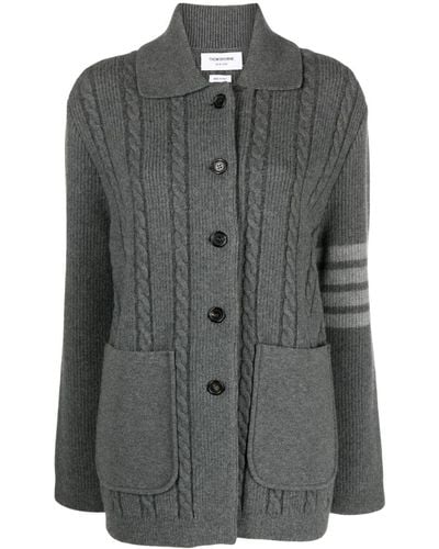 Thom Browne Cable-knit Bomber Jacket - Grey