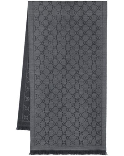 Gucci Écharpe texturée à motif monogrammé - Gris