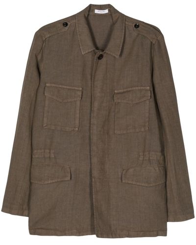 Boglioli Linen Chambray Shirt Jacket - Brown