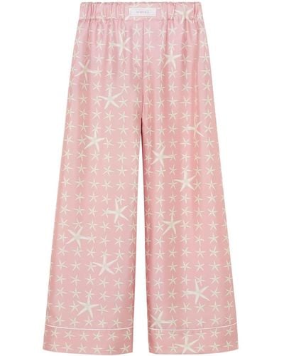Versace Starfish-print Fluid Trousers - Pink