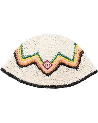 Casablancabrand Logo-appliqué Zigzag Bucket Hat - Natural