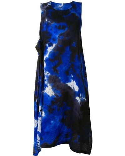 Y's Yohji Yamamoto Sleeveless Tie-dye Dress - Blue