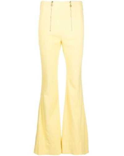 Patou Zip-detail Tweed Flared Trousers - Yellow