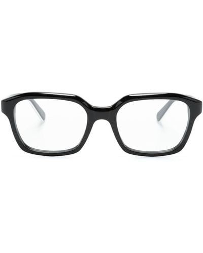 Moncler Eckige Brille mit Logo-Schild - Schwarz