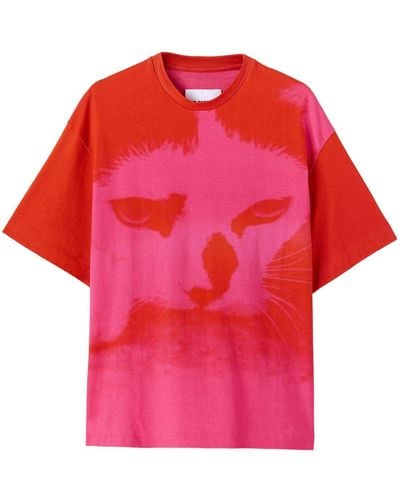 Jil Sander T-Shirt mit grafischem Print - Rot