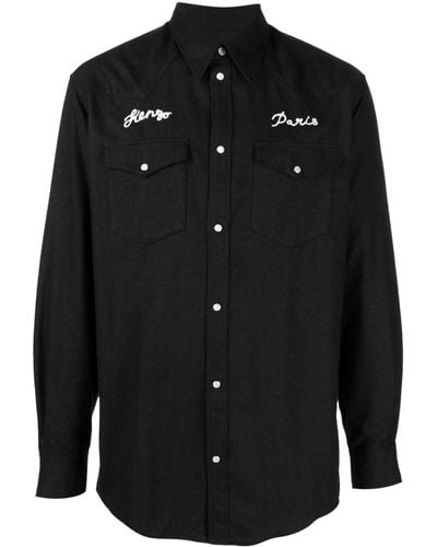 KENZO Rue Vivienne-embroidered Western Shirt - Black