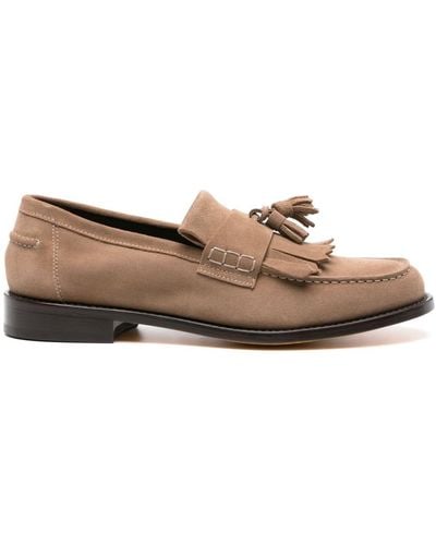 Doucal's Fringed Tassel-detail Suede Loafers - Brown