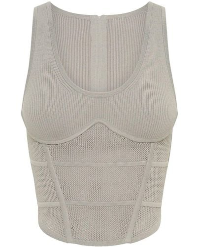 Dion Lee Corset-style Crochet-knit Top - Gray
