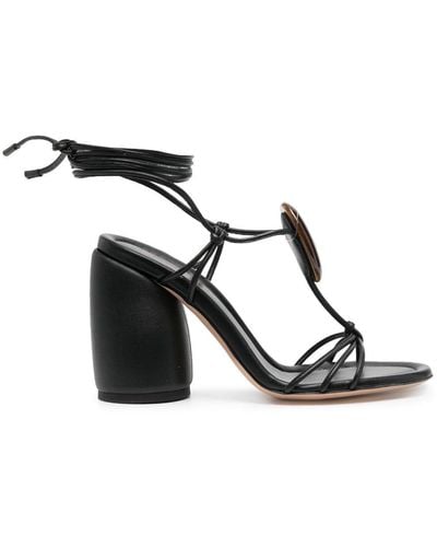 Gianvito Rossi Stone-embellished Lace-up Sandals - Black