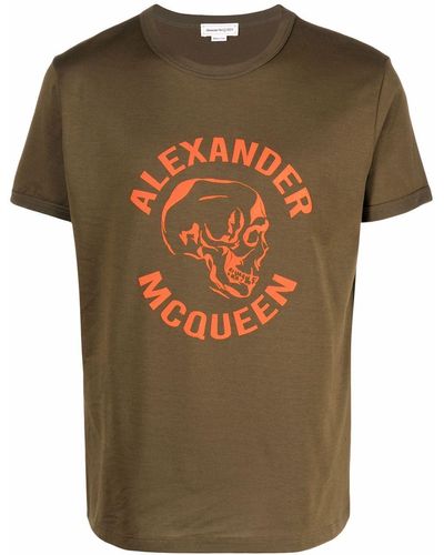 Alexander McQueen スカル ロゴ Tシャツ - グリーン