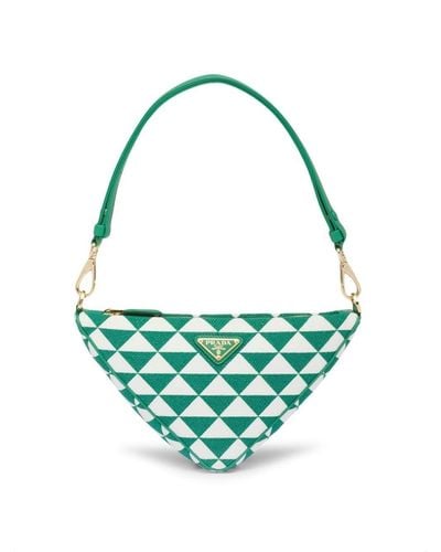 Prada Embroidered Jacquard Mini Bag - Green
