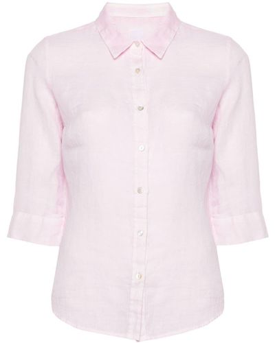 120% Lino Three-quarter Sleeve Linen Shirt - Pink