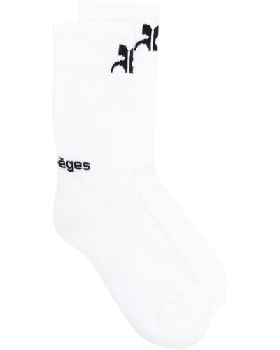Courreges Ac Sports Logo-intarsia Socks - White
