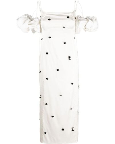 Jacquemus La Robe Chouchou Slip Kleid Mit Abnehmbaren Ärmeln - Weiß