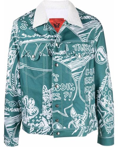 Thebe Magugu All-over Graphic Print Denim Jacket - Green