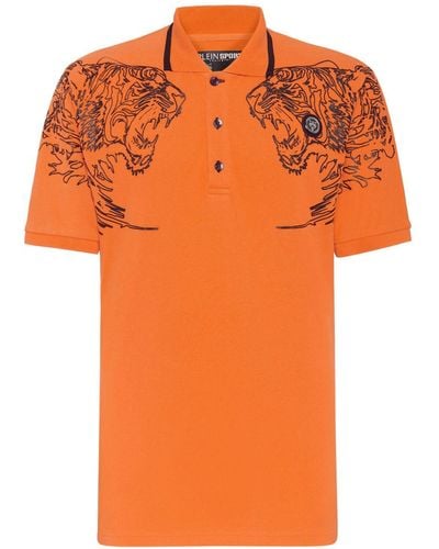 Philipp Plein Tiger Cotton Polo Shirt - Orange