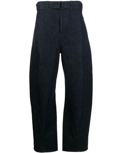 Lemaire Belted Straight-leg Trousers - Blue