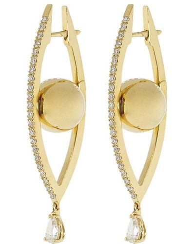 CADAR 18kt Yellow Gold Reflections Medium Diamond Hoop Earrings - Metallic