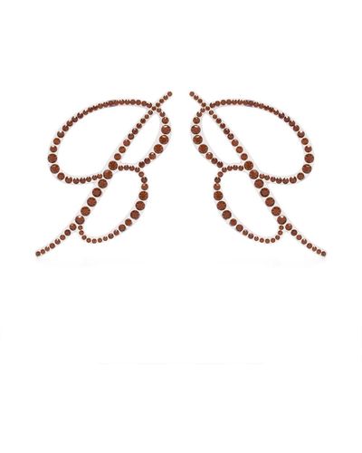 Blumarine Logo Crystal-embellished Earring - Metallic