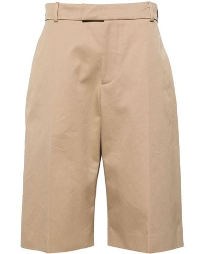 Alexander McQueen Mid-rise Cotton Bermuda Shorts - Natural